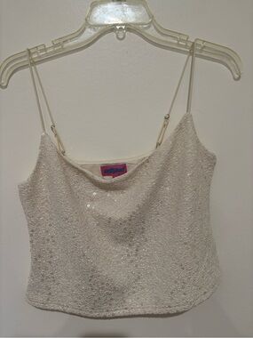 Edikted top Sequined Ivory Spaghetti Strap Cami